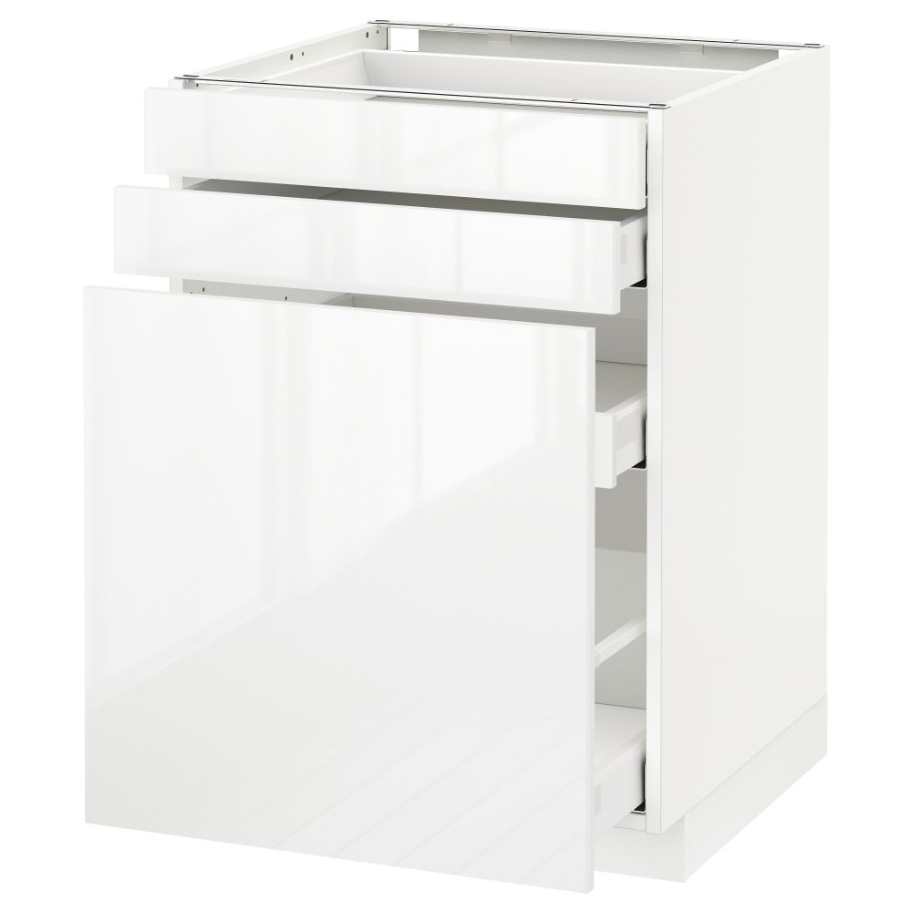 Напольный шкаф с выдвижными модулями, 2 фронтальные панели МЕТОД / МАКСИМЕРА, белый, Рингульт белый - схема-чертеж с размерами