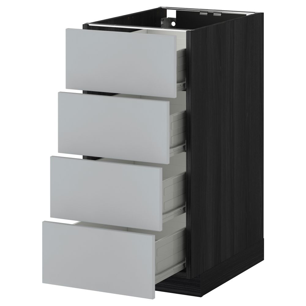 Напольный шкаф 4 фронтальных панели, 4 ящика МЕТОД / ФОРВАРА, черный, Веддинге серый - схема-чертеж с размерами