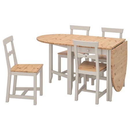 Стол и 4 стула, светлая морилка антик/серый 67 см IKEA GAMLEBY ГЭМЛЕБИ 192.298.42