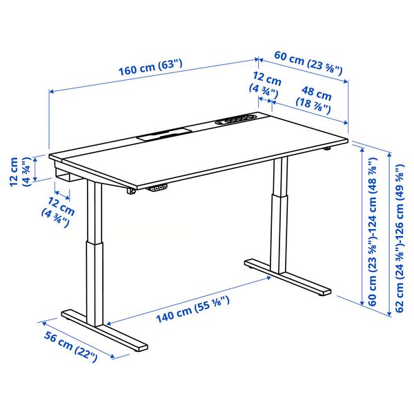 MITTZON МИТТЗОН Стол/трансф - схема-чертеж с размерами