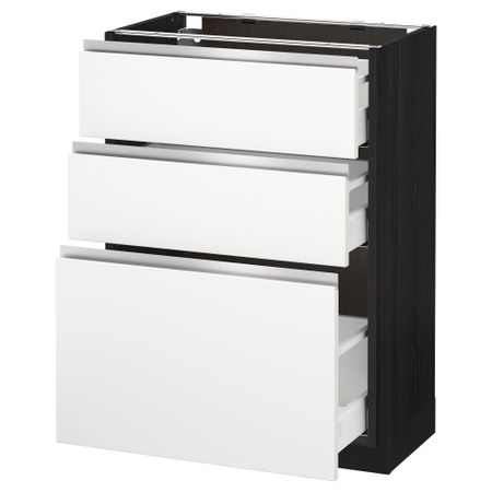 Напольный шкаф с 3 ящиками МЕТОД / МАКСИМЕРА, черный, Нодста белый