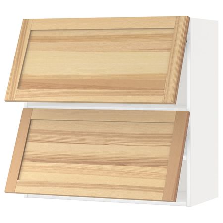 Навесной шкаф, 2 дверцы, горизонтал, белый/Торхэмн ясень 80x80 см IKEA METOD МЕТОД 693.916.90