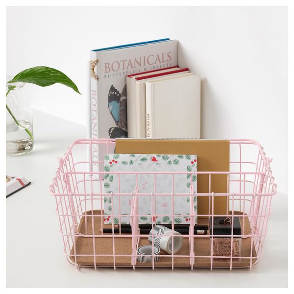 Проволочные корзина с ручкой ПЛЕЙА, розовый (36x27x15 см) - схема-чертеж с размерами