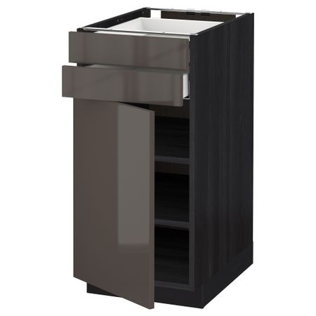 Напольный шкаф с дверцей, 2 ящиками МЕТОД / МАКСИМЕРА, черный, Рингульт серый