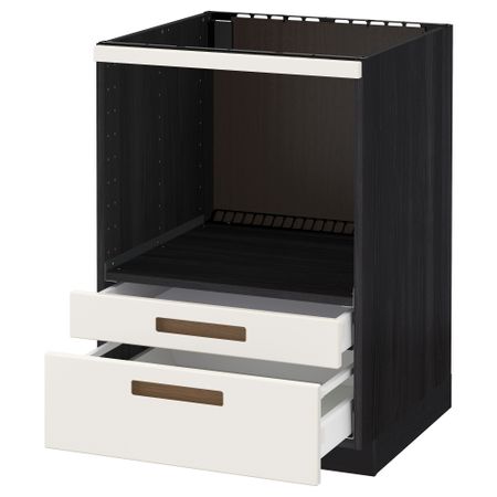 Напольный шкаф для комбинирования СВЧ, ящики МЕТОД / МАКСИМЕРА, черный, Мэрста белый (60x60 см)