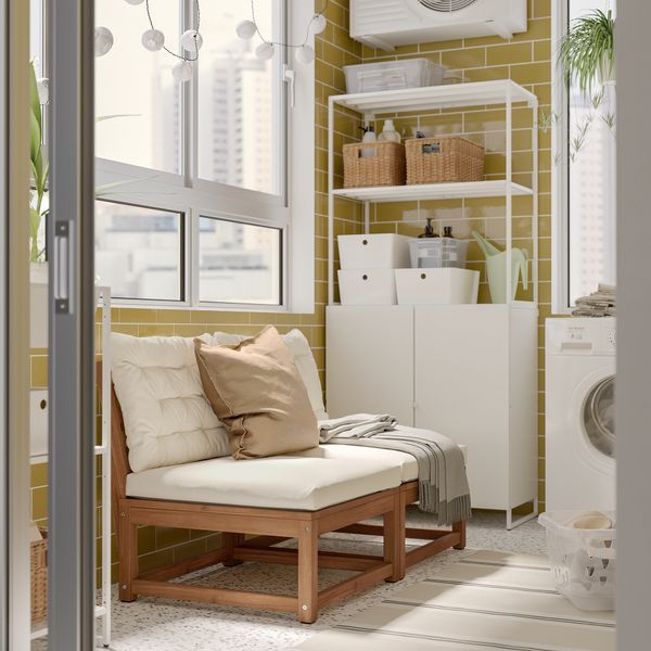 2-местный модульный диван, садовый, светло-коричневая морилка, Kuddarna бежевый IKEA NÄMMARÖ 194.911.78 - фото 3