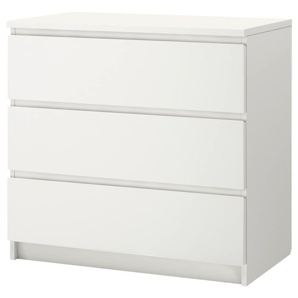 Комод с 3 ящиками, белый 80x78 см IKEA MALM МАЛЬМ 503.685.38 - фото 1
