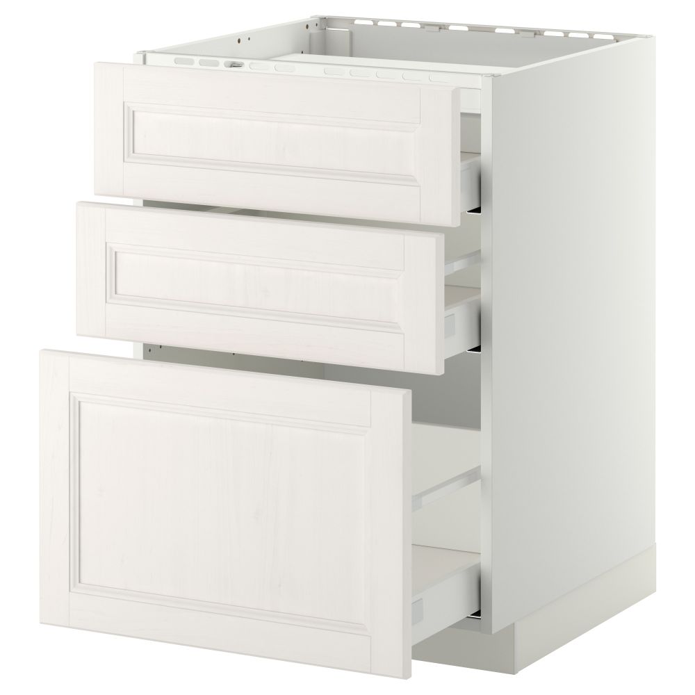 Напольный шкаф, 3 фронтальных панели, 3 ящика МЕТОД / МАКСИМЕРА, белый, Лаксарби белый - схема-чертеж с размерами