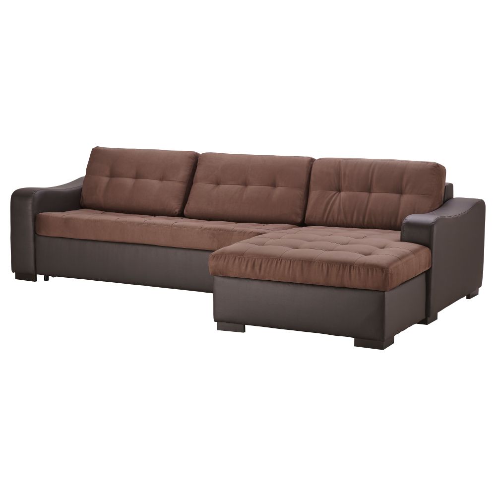 Угловой диван-кровать c модулем для храннения, правосторонний ЛИАРУМ / ЛАСЕЛЕ, Оннарп коричневый, Бумстад темно-коричневый - фото 1