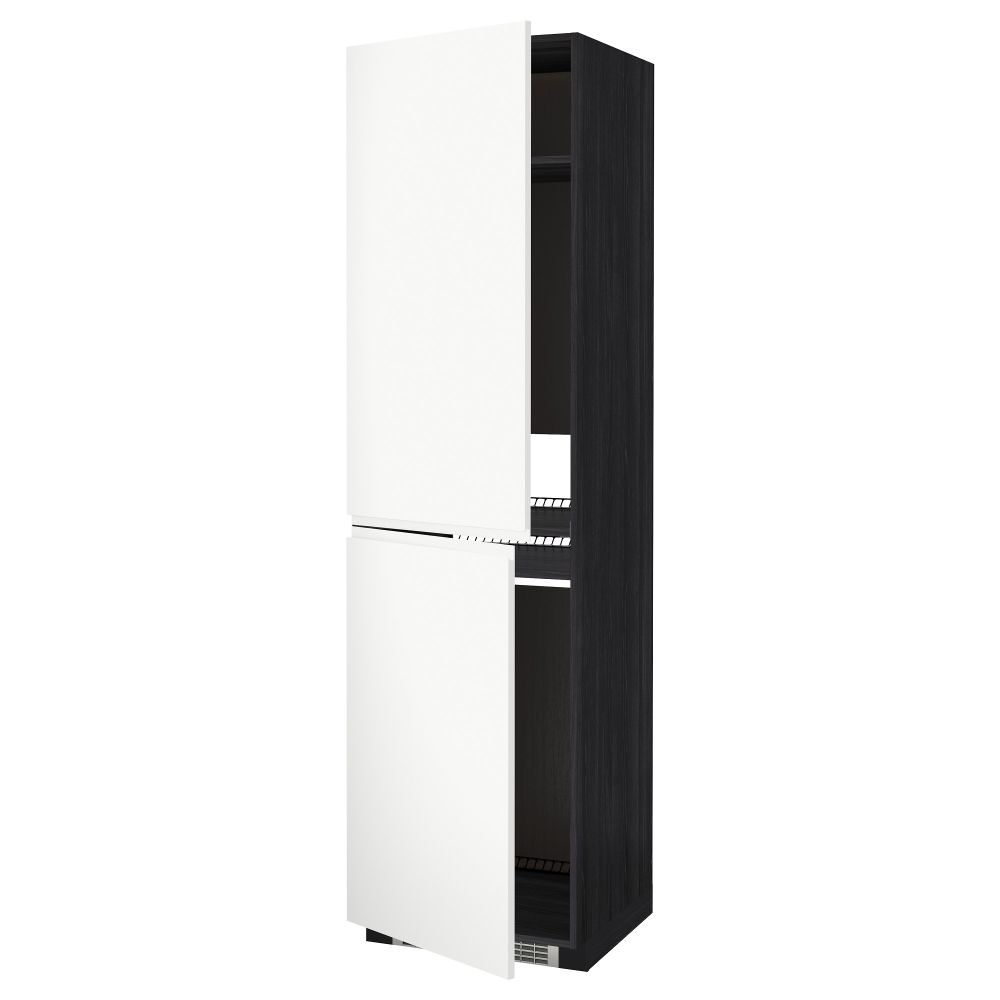 Высокий шкаф для холодильника или морозильника, МЕТОД, черный, Воксторп белый - схема-чертеж с размерами