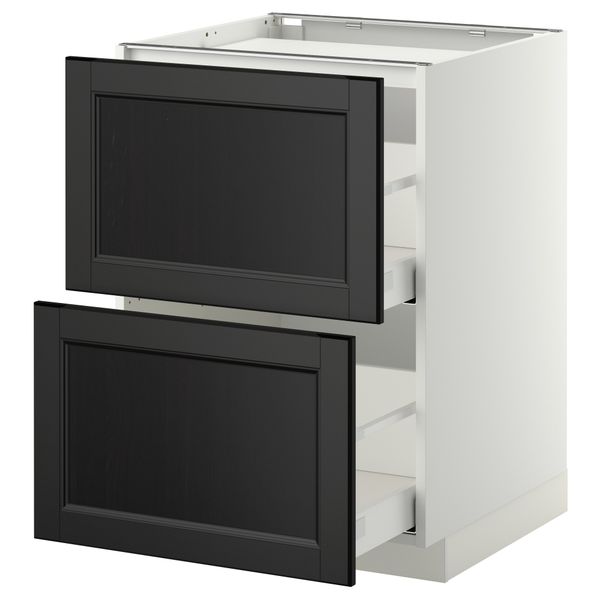 Напольный шкаф, 2 фронтальных панели, 3 ящика МЕТОД / МАКСИМЕРА, белый, Лаксарби черно-коричневый - фото 1