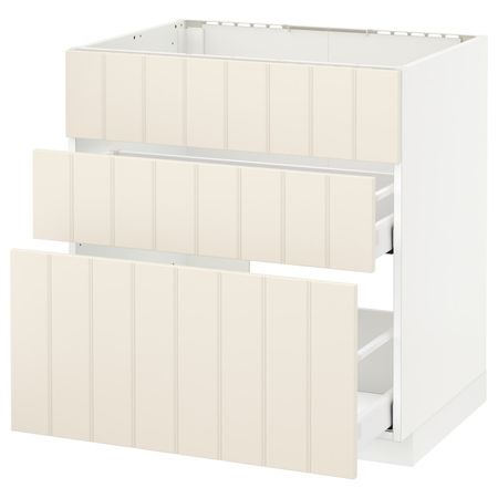 Напольный шкаф под мойку + 3 фронтальных панели/2ящ, белый/Хитарп белый с оттенком 80x60 см IKEA METOD МЕТОД / MAXIMERA