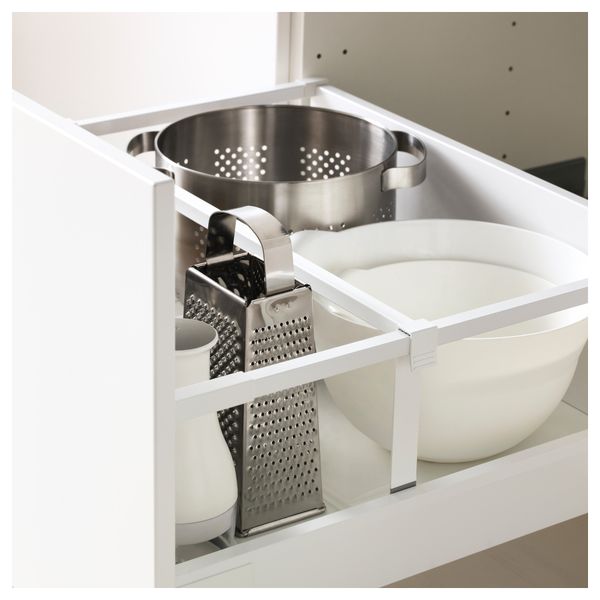 Напольный шкаф 2 фронтальные панели, 2 нижних, 1 средний, 1 высокий ящик МЕТОД / МАКСИМЕРА, белый, Веддинге белый - фото 4