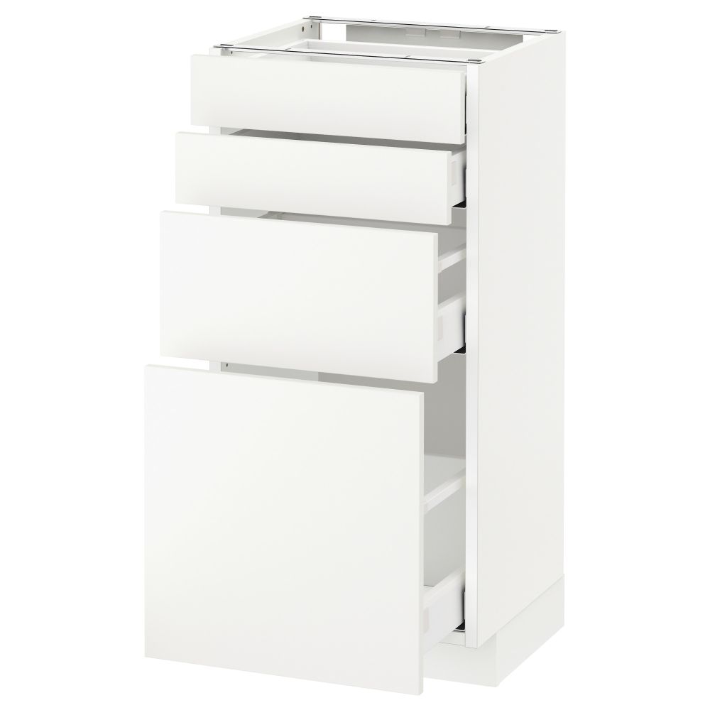 Напольный шкаф 4 фронтальных панели, 4 ящика МЕТОД / МАКСИМЕРА, белый, Хэггеби белый - схема-чертеж с размерами