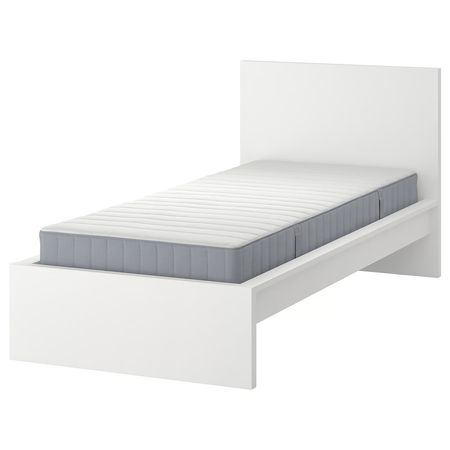 MALM Каркас кровати с матрасом - белый/Valevåg очень жесткий 90x200 см