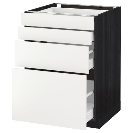 Напольный шкаф 4 фронтальных панели, 4 ящика МЕТОД / МАКСИМЕРА, черный, Хэггеби белый