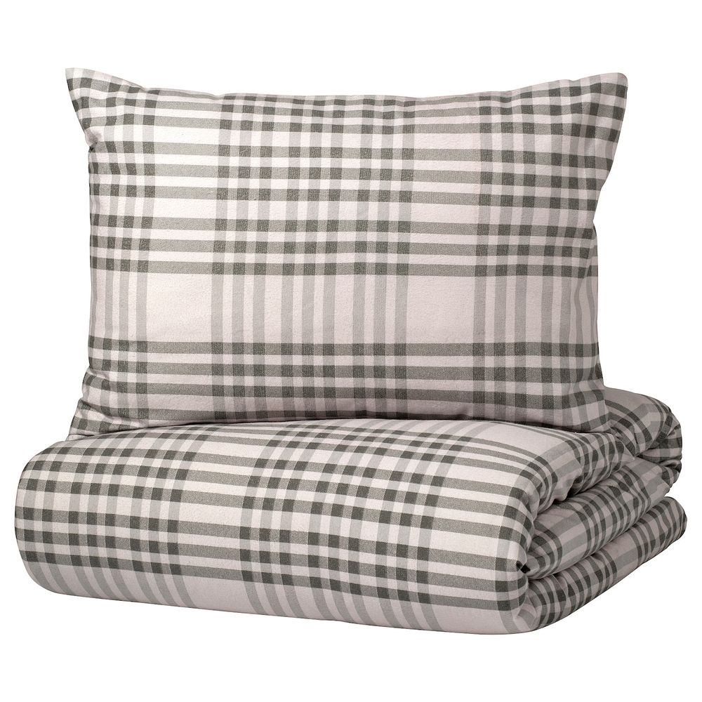 Пододеяльник и 2 наволочки, розовый/серый клетка 200x200/50x70 см IKEA SILESHÅR СИЛЕСХОР 605.313.98 - фото 1