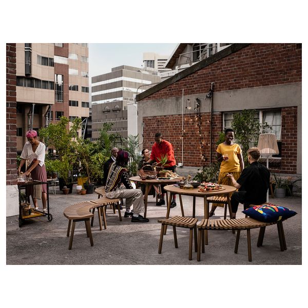 Стол, 3 скамьи и 2 табурета ОВЕРАЛЛЬТ, для сада светло-коричневый - фото 3