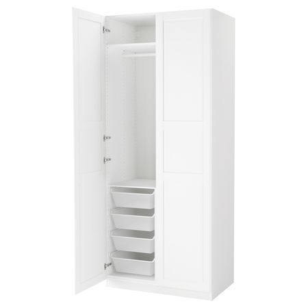 Гардероб, белый, Тисседаль белый, 100x60x236 см IKEA ПАКС 892.488.37