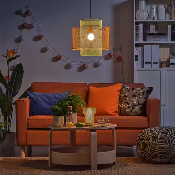 SOLVINDEN Потолочный светильник - сетка оранжевый/светло-зеленый - схема-чертеж с размерами