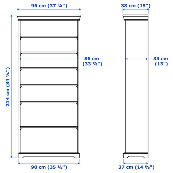 Стеллаж, белый 96x214 см IKEA LIATORP ЛИАТОРП 203.833.71 - схема-чертеж с размерами