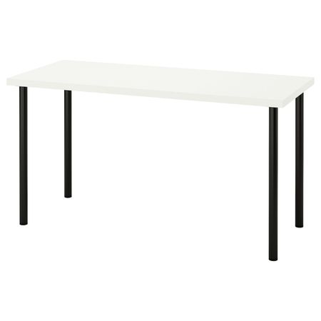 Письменный стол, белый, черный 140x60 см IKEA LAGKAPTEN ЛАГКАПТЕН / ADILS АДИЛЬС 494.171.58