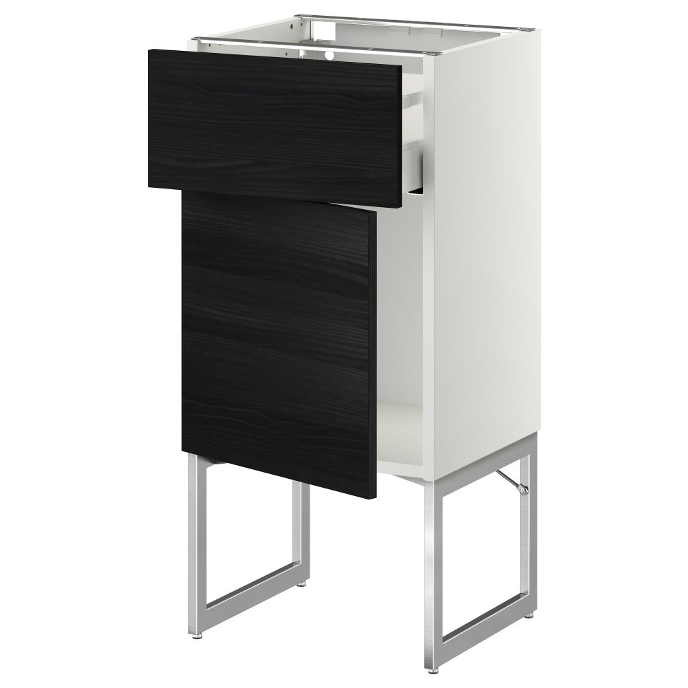 Напольный шкаф с ящиком, дверью МЕТОД / МАКСИМЕРА, белый, Тингсрид черный - схема-чертеж с размерами