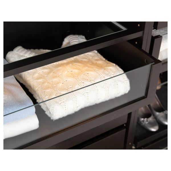 Ящик со стеклянной фронтальной панелью КОМПЛИМЕНТ, черно-коричневый - схема-чертеж с размерами