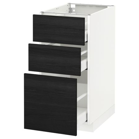 Напольный шкаф с 3 ящиками, белый, Тингсрид черный 40x60 см IKEA МЕТОД / МАКСИМЕРА 792.357.41