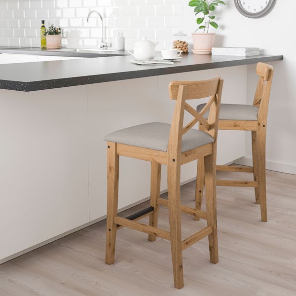 Стул барный, 65 см, морилка, антик, Nolhaga серо-бежевый IKEA INGOLF ИНГОЛЬФLF ИНГОЛЬФ 704.787.48 - фото 3