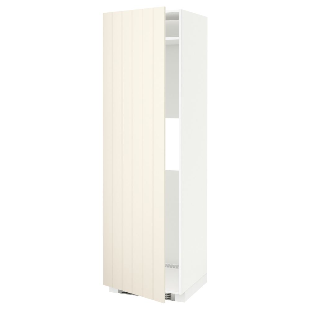 Высокий шкаф для холодильника или морозильника, с дверцами МЕТОД, белый, Хитарп белый с оттенком (60x60x200 см) - схема-чертеж с размерами