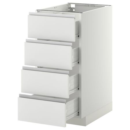 Напольный шкаф 4 фронтальных панели/4 ящика МЕТОД / ФОРВАРА, белый, Нодста белый
