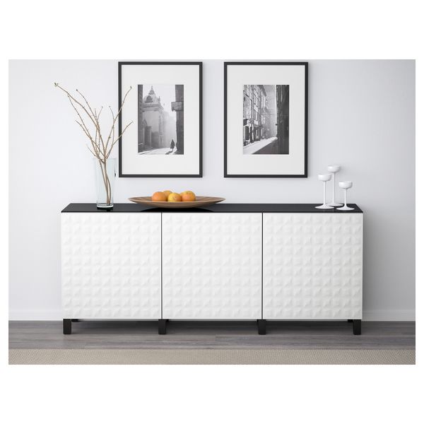 Комбинация для хранения с дверцами БЕСТО, черно-коричневый, Дьюпвикен белый (180x40x74 см) - фото 2