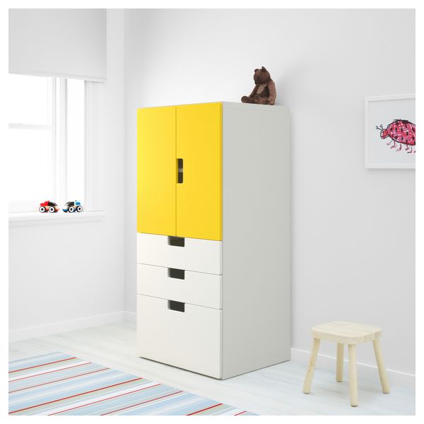 Комбинация для хранения с дверцами, ящиками СТУВА, белый, желтый (60x50x128 см) - фото 2