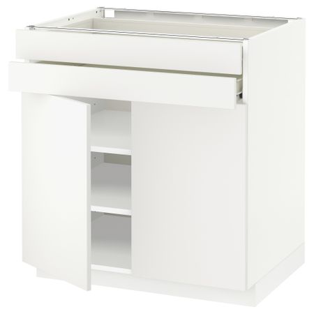 Напольный шкаф, 2 дверцы, 2 ящика МЕТОД / ФОРВАРА, белый, Хэггеби белый (80x60 см)