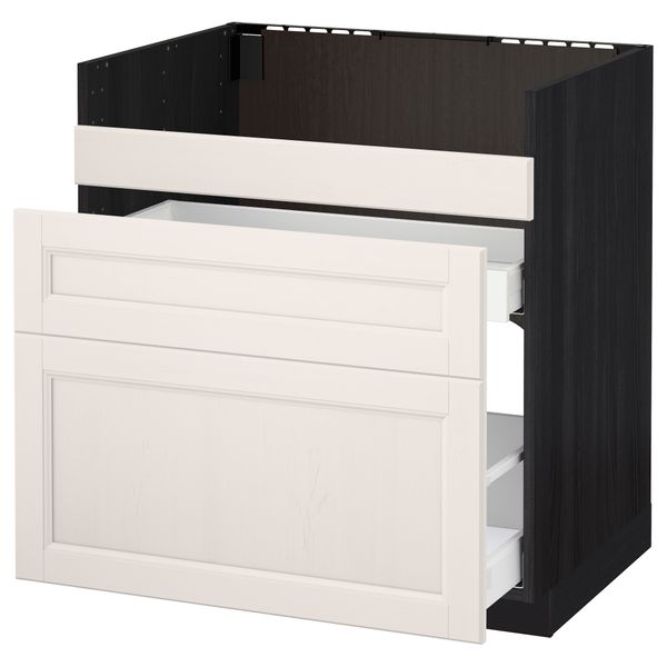 Напольный шкаф под мойку ДУМШЁ, 3 фасада, 2 ящика МЕТОД / МАКСИМЕРА, черный, Лаксарби белый - схема-чертеж с размерами