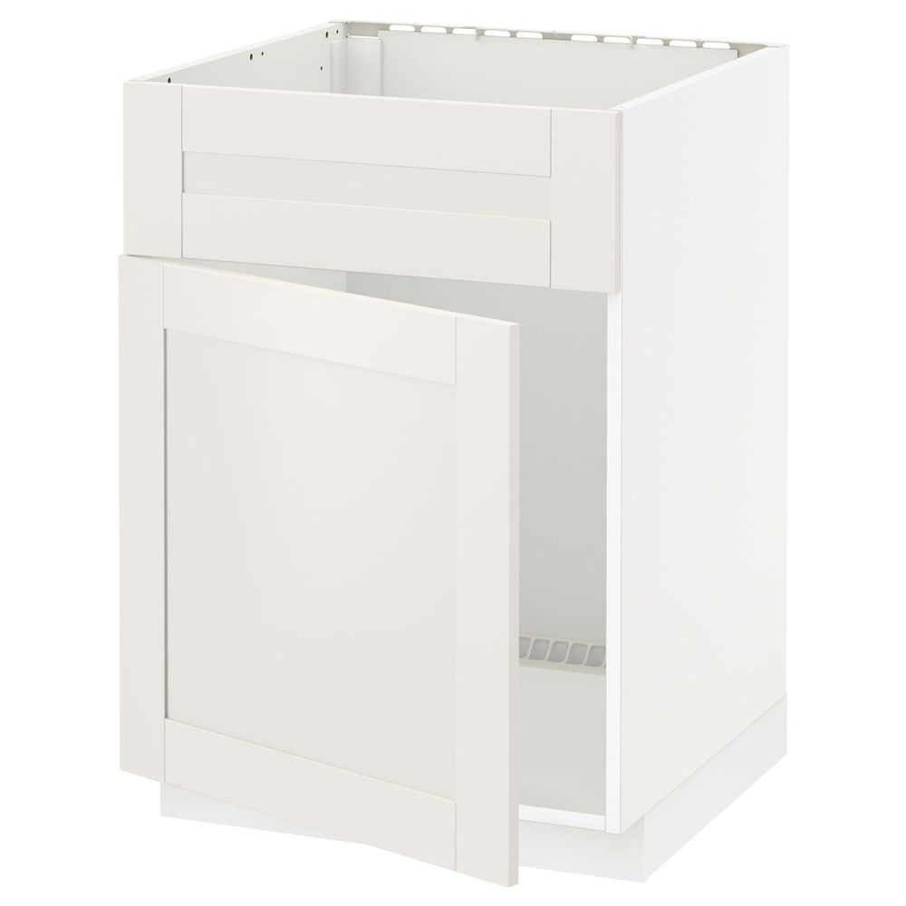 Напольный шкаф под мойку с дверцей, фронтальной пнл, белый/Сэведаль белый 60x60 см IKEA METOD МЕТОД 292.231.18 - схема-чертеж с размерами