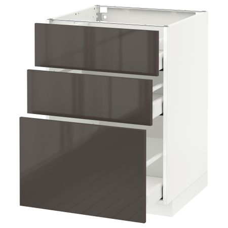 Напольный шкаф с 3 ящиками МЕТОД / МАКСИМЕРА, белый, Рингульт серый