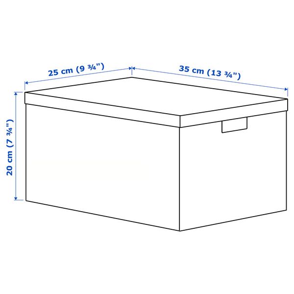 GJÄTTA Коробка с крышкой - бархат темно-зеленый 25x35x20 см - схема-чертеж с размерами