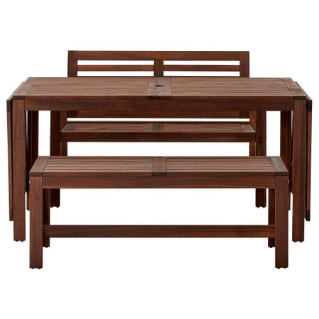 Стол + 2 скамьи, для сада ЭПЛАРО, коричневая морилка