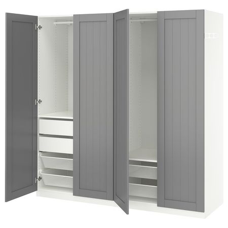 PAX / GULLABERG Гардероб, комбинация - белый/серый 200x60x201 см