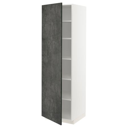 Высокий шкаф с полками, белый/кальхюттан под темно-серый бетон 60x60x200 см IKEA METOD МЕТОД 394.413.52