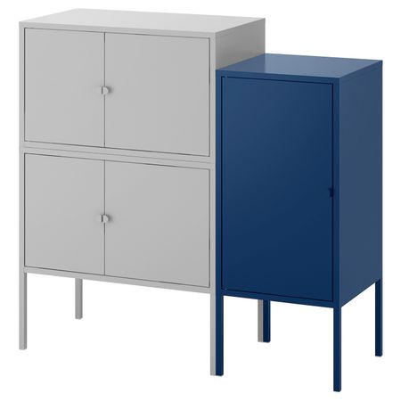 Комбинация шкафов, серый/темно-синий 95x35x92 см IKEA ЛИКСГУЛЬТ 492.791.85