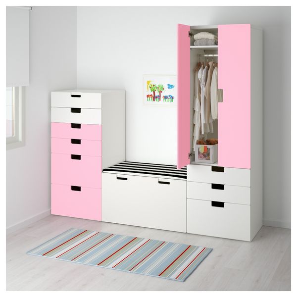 Комбинация для хранения СТУВА, белый, розовый (210x50x192 см) - фото 2