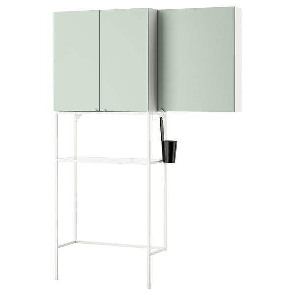 Комбинация для хранения, белый, бледный серо-зеленый, 140x32x204 см IKEA BEGIVENHET БЕГИВЕНХЕТ 094.973.26 - фото 2