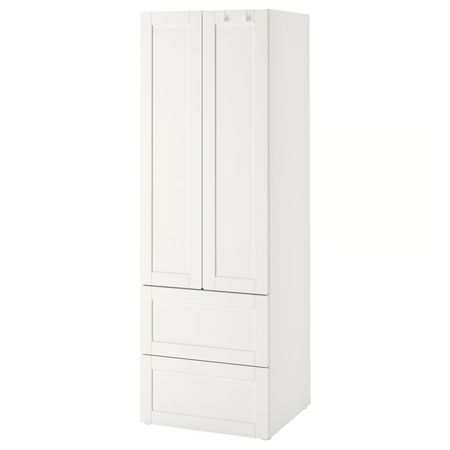 SMÅSTAD / PLATSA Гардероб - белый с рамой/с 2 ящиками 60x57x181 см