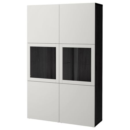 Комбинация для хранения + стеклянная дверц, черно-коричневый, Лаппвикен светло-серый прозрачное стекло 120x40x192 см IKEA БЕСТО