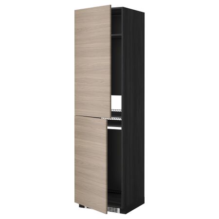 Высокий шкаф для холодильник, морозильник, 60x60x220 см, черный, Brokhult светло-серый IKEA METOD МЕТОД 499.254.48