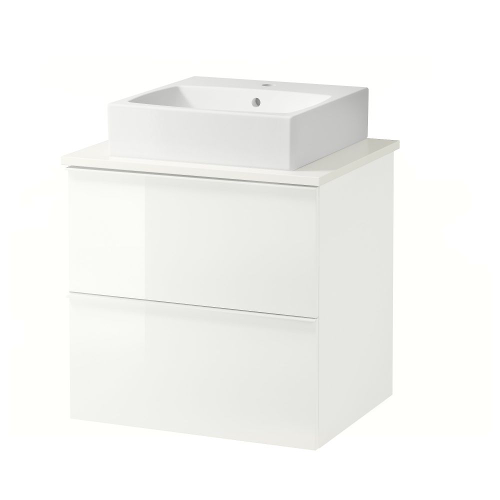 Шк п-раковину/столешн45x45/раковина ГОДМОРГОН/АЛДЕРН / ТОРНВИКЕН, глянцевый белый, белый (62x49x72 см) - схема-чертеж с размерами