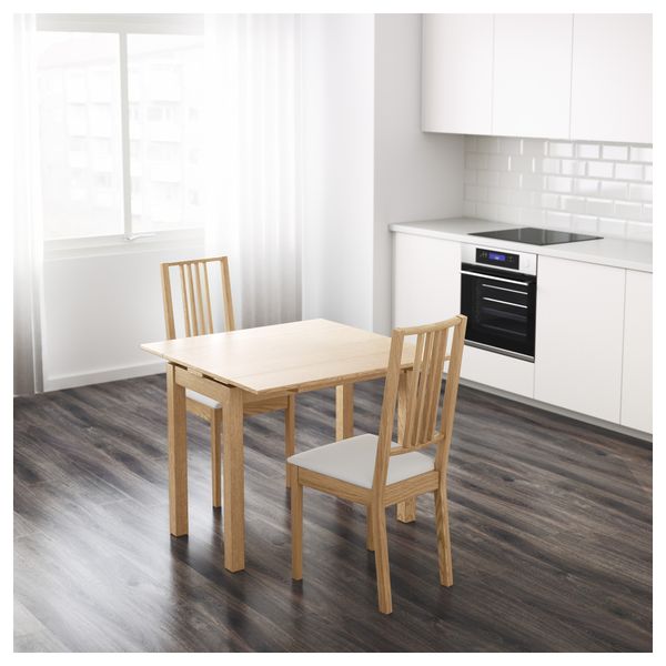 Раздвижной стол БЬЮРСТА, дубовый шпон (50/70/90x90 см) - фото 7